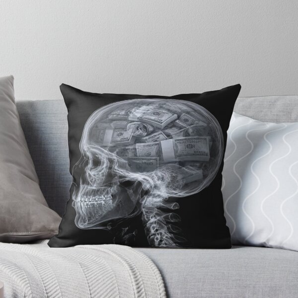 Item preview, The Mind Obsessed with Wealth, Translucent Skull and Bundles of Banknotes - Conceptual Art on Money and Materialism designed and sold by RAYBIL.