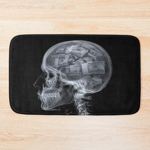 Item preview, The Mind Obsessed with Wealth, Translucent Skull and Bundles of Banknotes - Conceptual Art on Money and Materialism designed and sold by RAYBIL.