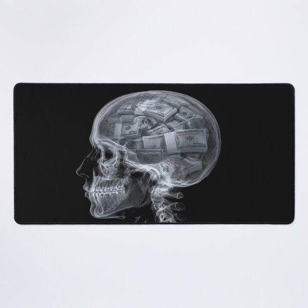 Item preview, The Mind Obsessed with Wealth, Translucent Skull and Bundles of Banknotes - Conceptual Art on Money and Materialism designed and sold by RAYBIL.