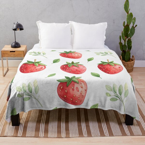 Item preview, Watercolor Strawberry Pattern with Green Leaves designed and sold by Donlaporn.