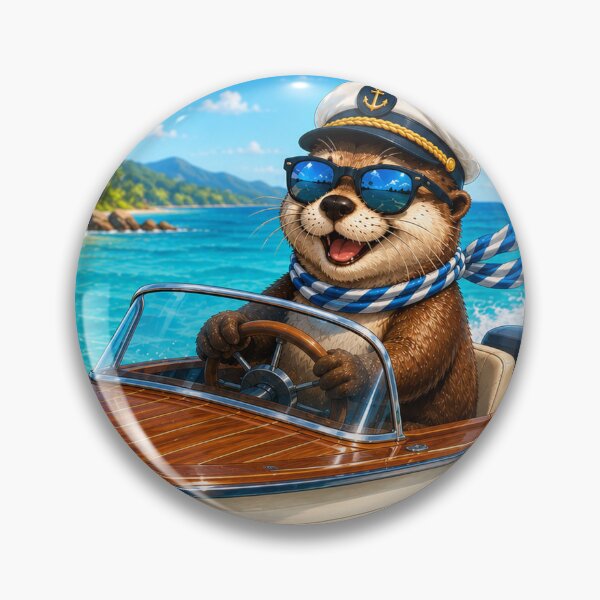 Item preview, Funny Otter Captain Driving a Speedboat | Summer Beach Vibes T-Shirt designed and sold by Lumivo Studio.
