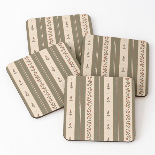 Item preview, Vintage Folk Floral Stripe  Cottage core Autumn Botanical Pattern designed and sold by hayleyhackler.