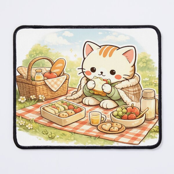 Item preview, Mochi's Sunny Picnic | Cute Cat Picnic Sticker designed and sold by Maystro-design.