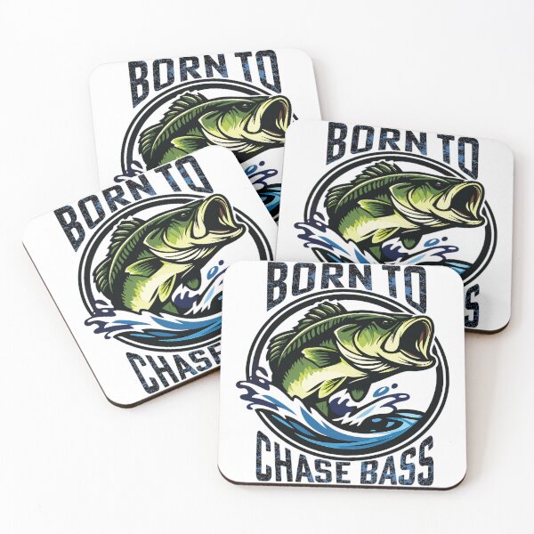 Item preview, Bass fishing Illustration with custom text "Born to Chase Bass". designed and sold by Art-Horizon.