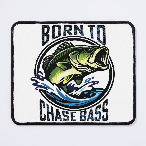 Item preview, Bass fishing Illustration with custom text "Born to Chase Bass". designed and sold by Art-Horizon.