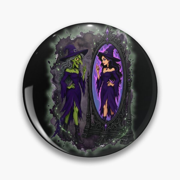 Item preview, Witch Mirror Reflection Hidden Beauty Halloween Illustration designed and sold by GibasVisuals.