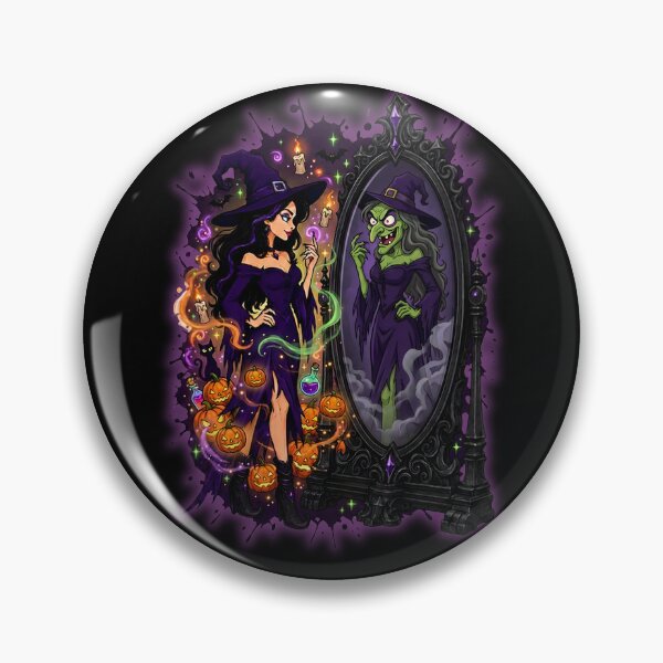 Item preview, Witch Mirror Reflection True Face Halloween Illustration designed and sold by GibasVisuals.
