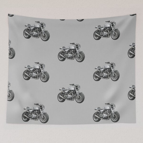 Item preview, Silver Norton Commando 961 Classic Cafe Racer Motorcycle Vector Illustration designed and sold by Motorline44.