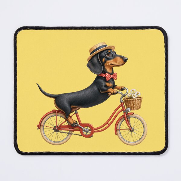 Item preview, Dapper Dachshund on a Bicycle designed and sold by ShindigiddyDog.