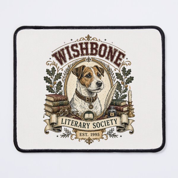 Item preview, Wishbone Literary Society Vintage Book Dog Club Design Retro Reading Aesthetic, Book Lover, Cottagecore Library designed and sold by Pawsome Quotes.
