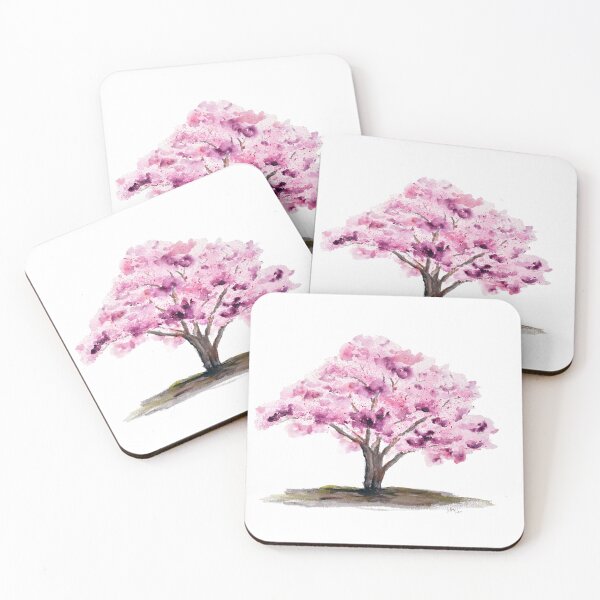 Item preview, pink cherry tree watercolour  designed and sold by SelenePaintings .