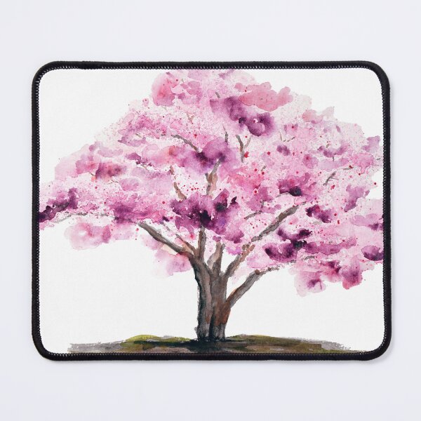 Item preview, pink cherry tree watercolour designed and sold by SelenePaintings .