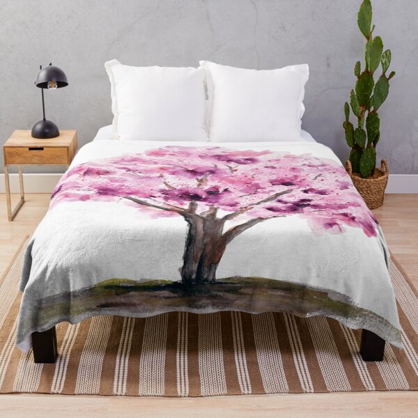 Item preview, pink cherry tree watercolour designed and sold by ColorandColor.
