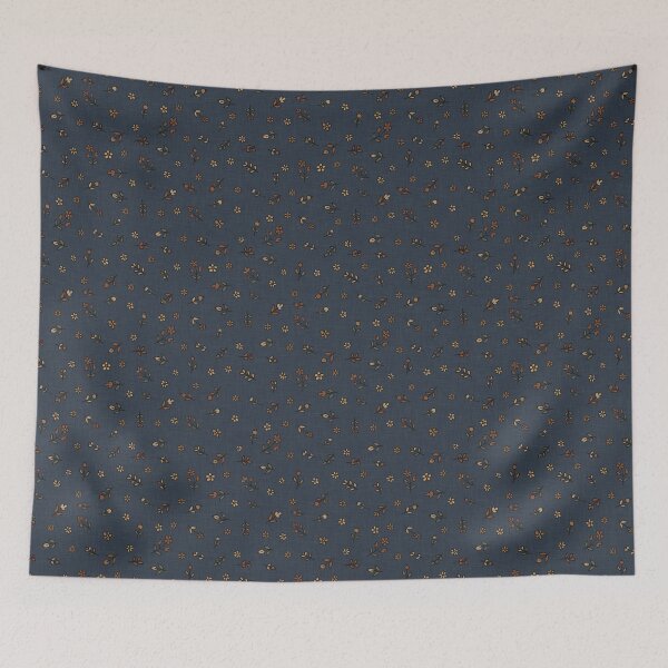 Item preview, Bookish Fall Hygge Tiny Folk Floral Toss Blue Scandinavian Botanical Pattern designed and sold by hayleyhackler.