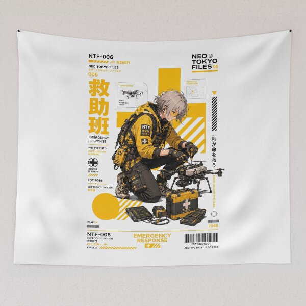 Item preview, Neo Tokyo Files 006 – Emergency Response | Rescue Drone Anime Techwear designed and sold by Noro Art .