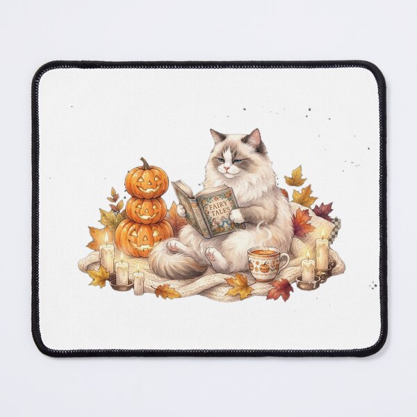 Item preview, Ragdoll Cat Reading Fairy Tales Halloween Autumn Book Lover Art designed and sold by Ghostly Cats.