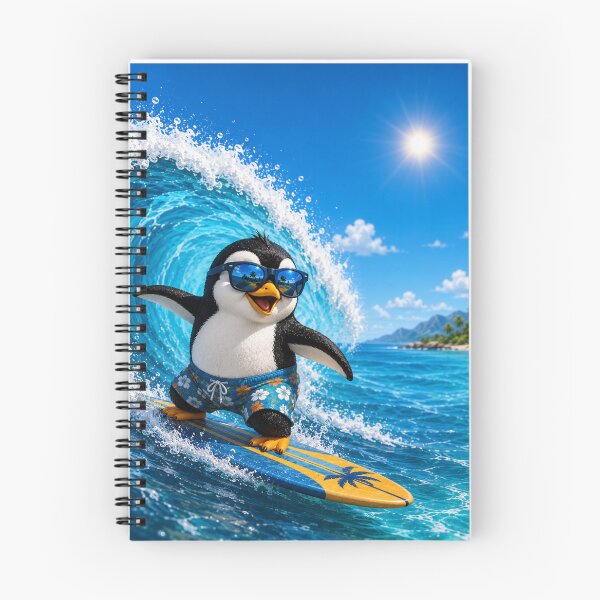 Item preview, Cute Penguin Surfing a Giant Wave | Funny Summer Beach T-Shirt designed and sold by Lumivo Studio.
