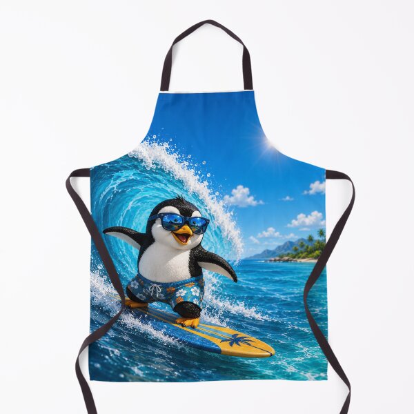 Item preview, Cute Penguin Surfing a Giant Wave | Funny Summer Beach T-Shirt designed and sold by Lumivo Studio.