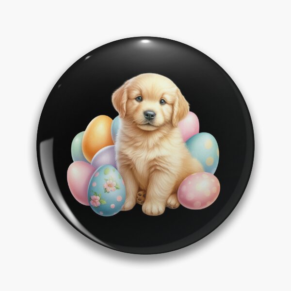 Item preview, Golden Retriever Puppy with Easter Eggs designed and sold by rustonpoldoks.