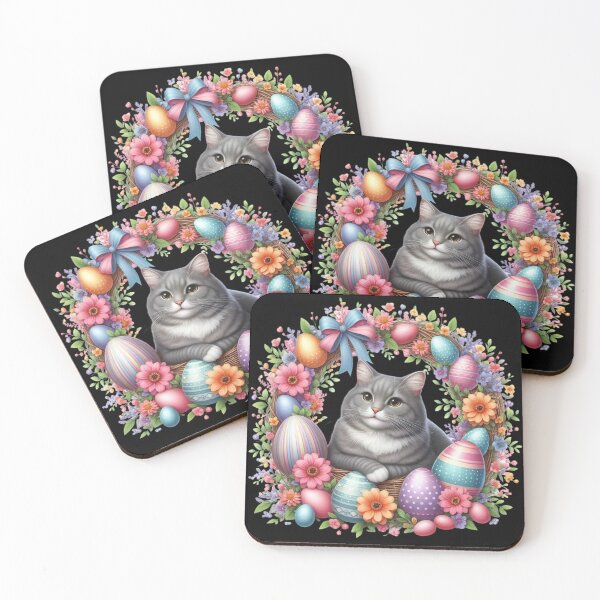Item preview, Charming Cat in Easter Wreath designed and sold by rustonpoldoks.