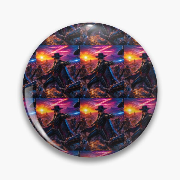 Item preview, Epic Masked Swordsman Battle at Sunrise | Cinematic Neon Western Art designed and sold by SHOCAMPOS DESIGNS .