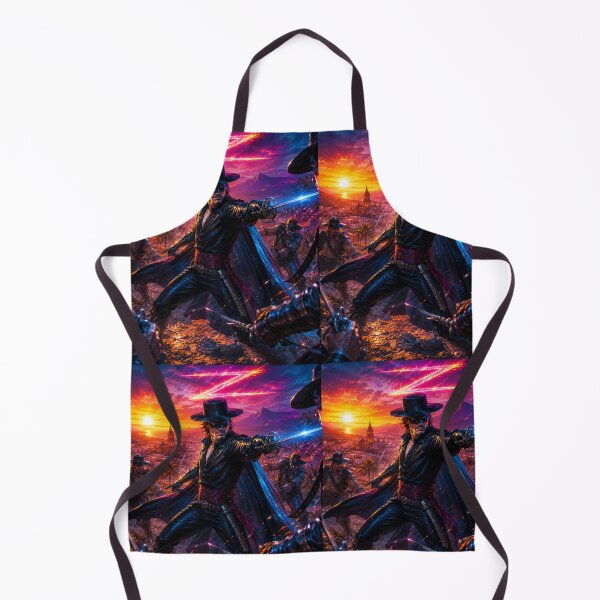 Item preview, Epic Masked Swordsman Battle at Sunrise | Cinematic Neon Western Art designed and sold by SHOCAMPOS DESIGNS .