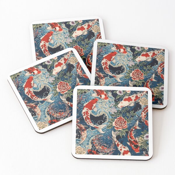 Item preview, Japanese Koi Fish & Floral Waves Pattern | Vintage Ukiyo-e Inspired Seamless Design designed and sold by poppet103.