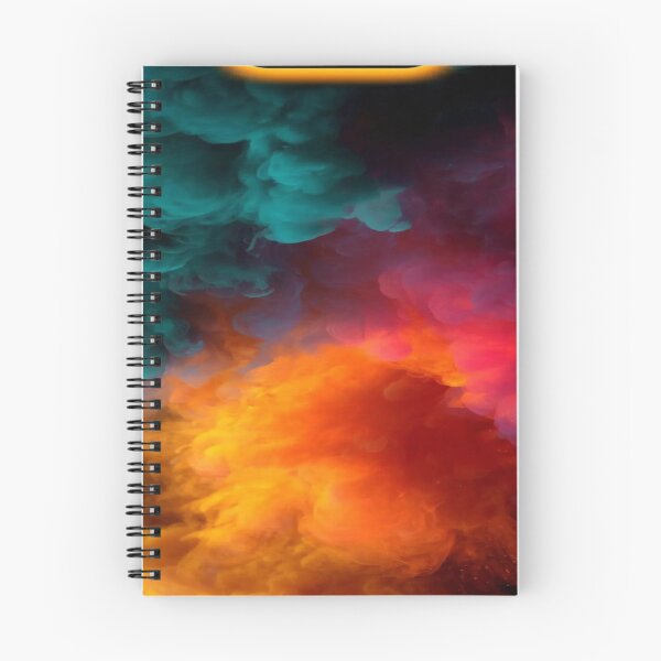 Item preview, The Chromatic Explosion of Abstraction, Abstract Color Clouds - Turquoise, Orange and Pink Fluid Ink on a Black Background designed and sold by RAYBIL.