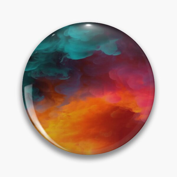 Item preview, The Chromatic Explosion of Abstraction, Abstract Color Clouds - Turquoise, Orange and Pink Fluid Ink on a Black Background designed and sold by RAYBIL.