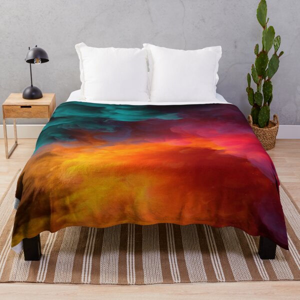 Item preview, The Chromatic Explosion of Abstraction, Abstract Color Clouds - Turquoise, Orange and Pink Fluid Ink on a Black Background designed and sold by RAYBIL.