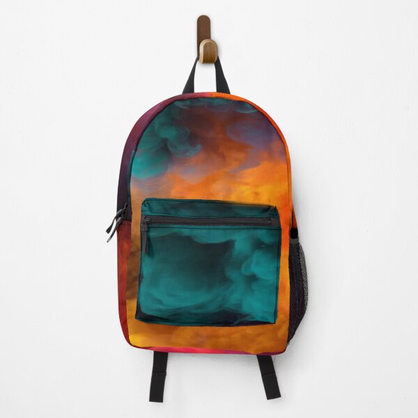 Item preview, The Chromatic Explosion of Abstraction, Abstract Color Clouds - Turquoise, Orange and Pink Fluid Ink on a Black Background designed and sold by RAYBIL.