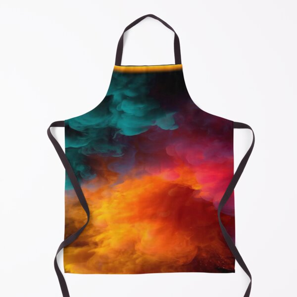Item preview, The Chromatic Explosion of Abstraction, Abstract Color Clouds - Turquoise, Orange and Pink Fluid Ink on a Black Background designed and sold by RAYBIL.