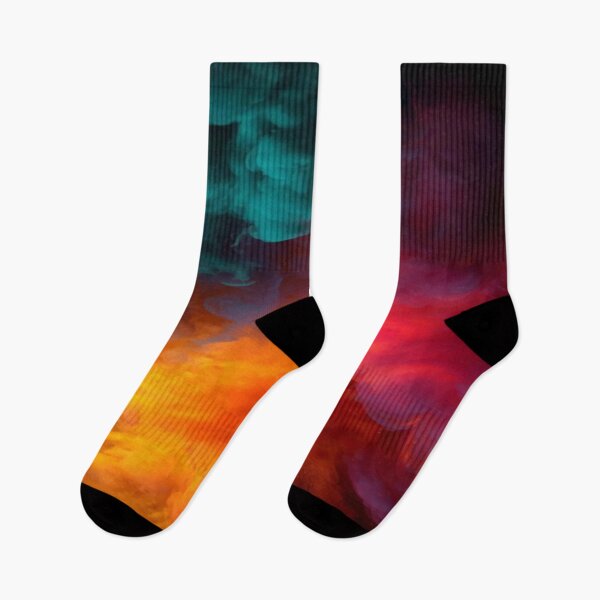 Item preview, The Chromatic Explosion of Abstraction, Abstract Color Clouds - Turquoise, Orange and Pink Fluid Ink on a Black Background designed and sold by RAYBIL.