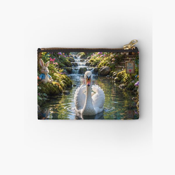 Item preview, swan swimming in fantasy forest scene designed and sold by alan tunnicliffe.