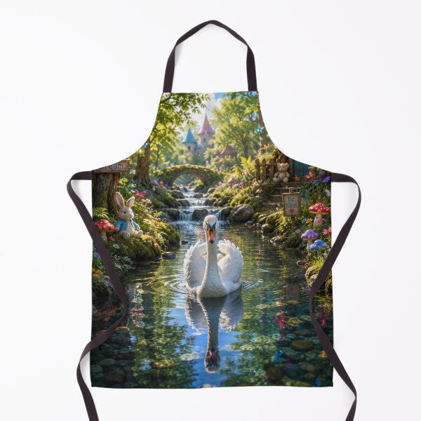 Item preview, swan swimming in fantasy forest scene designed and sold by alan tunnicliffe.