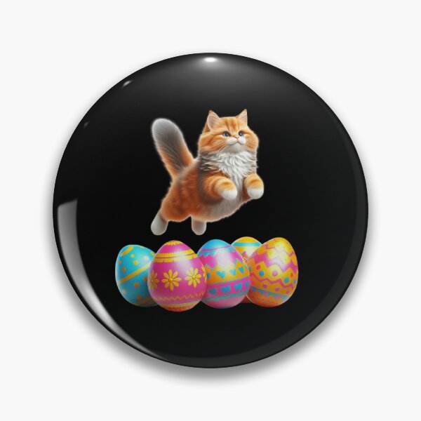 Item preview, Cat Leaping Over Colorful Easter Eggs designed and sold by rustonpoldoks.