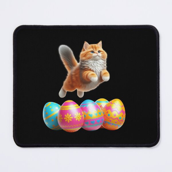 Item preview, Cat Leaping Over Colorful Easter Eggs designed and sold by rustonpoldoks.
