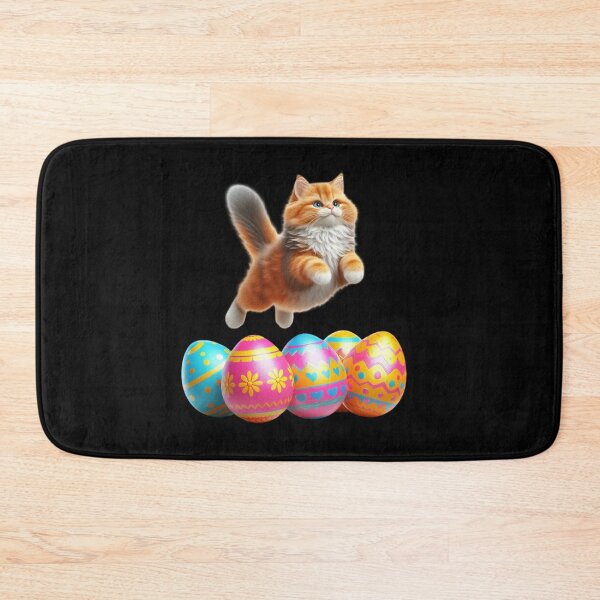 Item preview, Cat Leaping Over Colorful Easter Eggs designed and sold by rustonpoldoks.