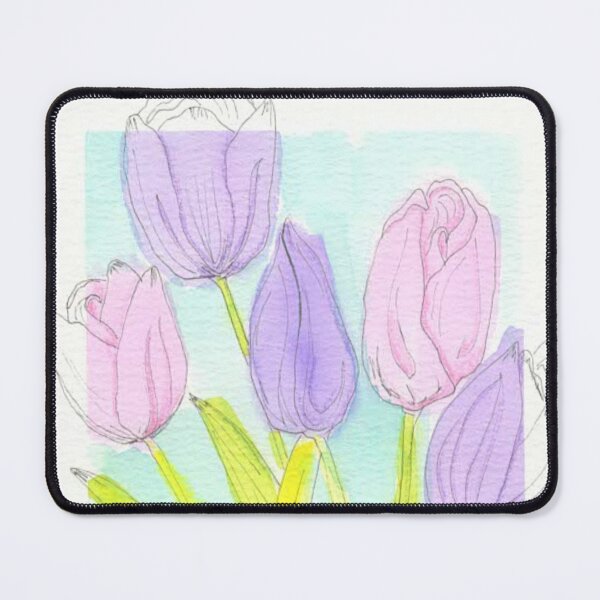 Item preview, Pink and Purple Hand Painted Watercolor Tulips designed and sold by MyCuriousMagpie.