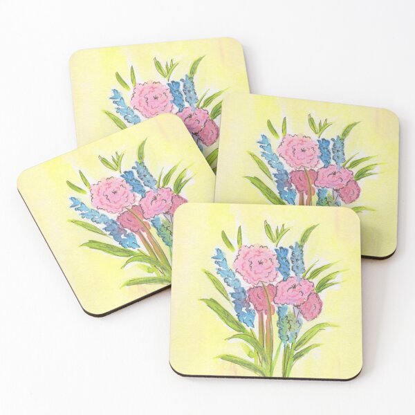 Item preview, Hand Painted Pink and Blue Watercolor Flowers designed and sold by MyCuriousMagpie.