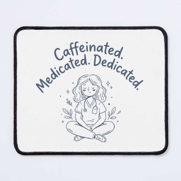 Item preview, Caffeinated Medicated Dedicated — Funny Nurse Gift | RN Shirt Nurse Humor Nursing Student Gift designed and sold by KiwyStudio.