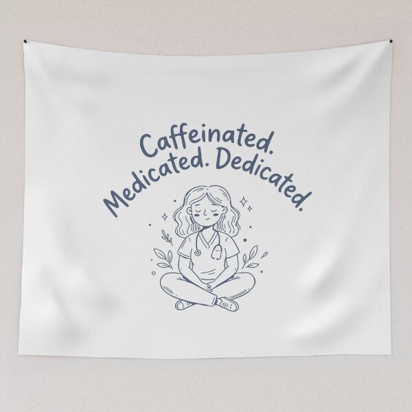 Item preview, Caffeinated Medicated Dedicated — Funny Nurse Gift | RN Shirt Nurse Humor Nursing Student Gift designed and sold by KiwyStudio.