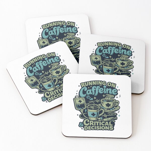 Item preview, Running On Caffeine & Critical Decisions — Funny Nurse Gift - Blue Version designed and sold by KiwyStudio.