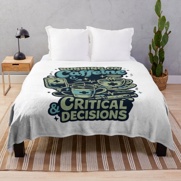 Item preview, Running On Caffeine & Critical Decisions — Funny Nurse Gift - Blue Version designed and sold by KiwyStudio.