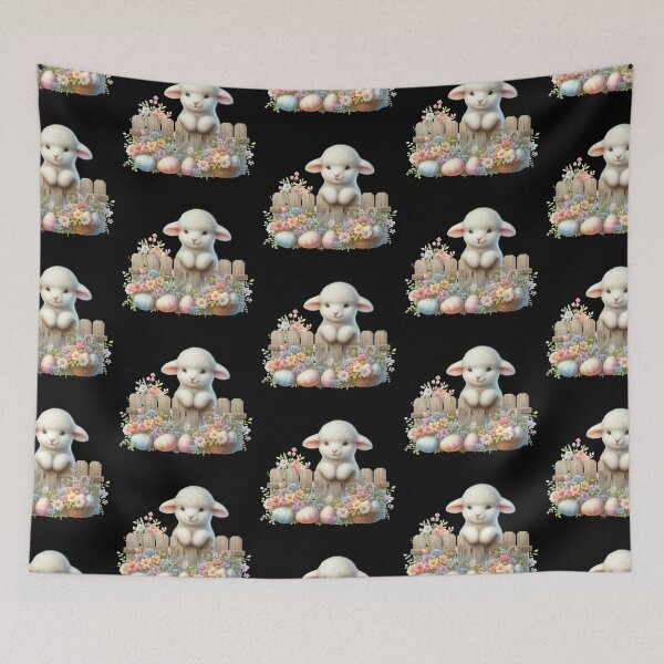 Item preview, Cute Lamb with Easter Decorations designed and sold by rustonpoldoks.
