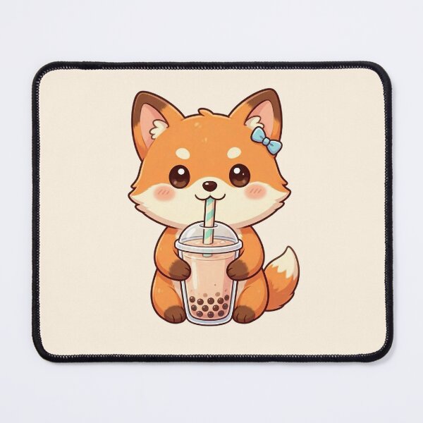 Item preview, Cute Fox Drinking Bubble Tea designed and sold by SweetLilith.
