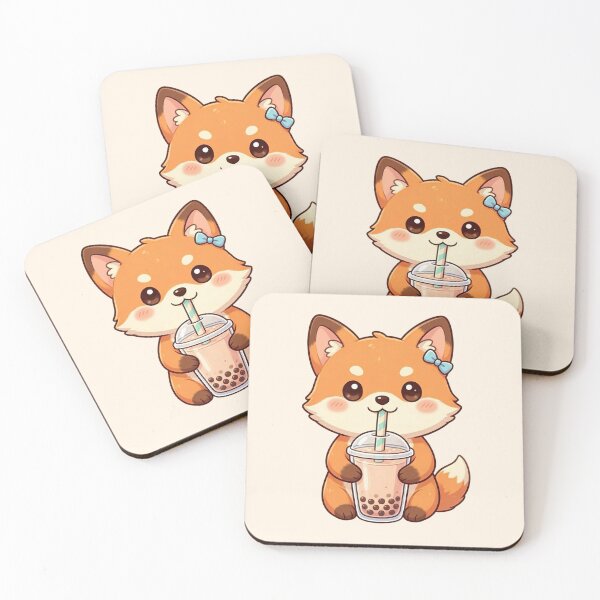 Item preview, Cute Fox Drinking Bubble Tea designed and sold by SweetLilith.