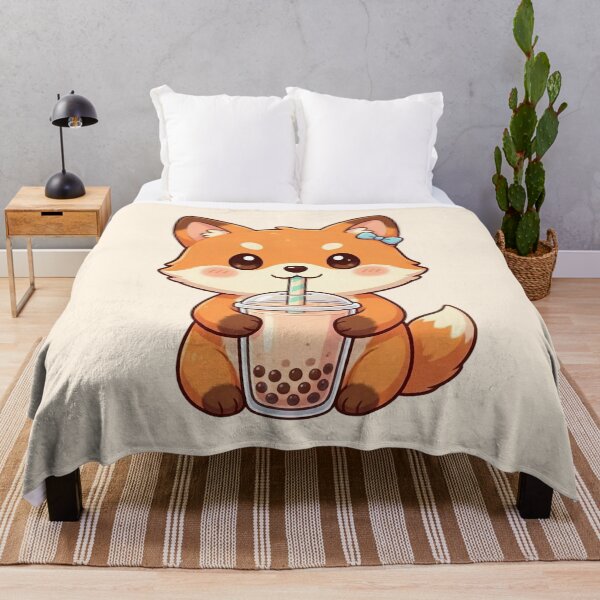 Item preview, Cute Fox Drinking Bubble Tea designed and sold by SweetLilith.