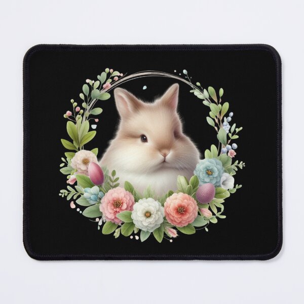 Item preview, Fluffy Bunny with Floral Wreath designed and sold by rustonpoldoks.