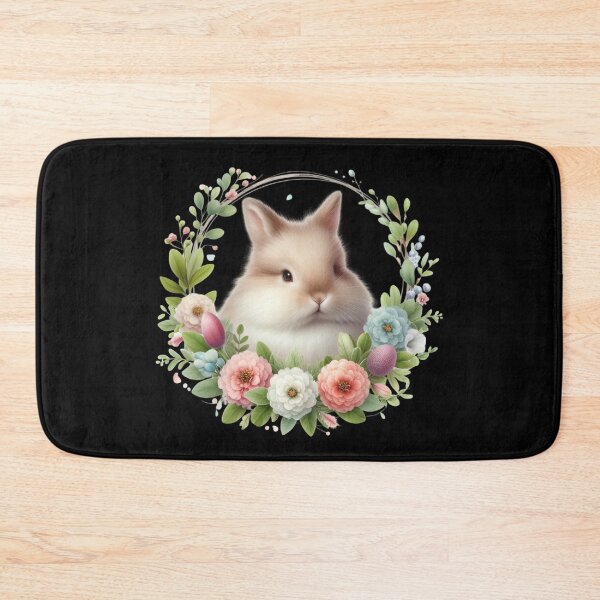 Item preview, Fluffy Bunny with Floral Wreath designed and sold by rustonpoldoks.